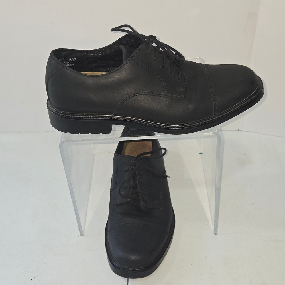 David Taylor Mens Black Leather Cap Toe Derby Dress Shoes 8.5 D 77021 667